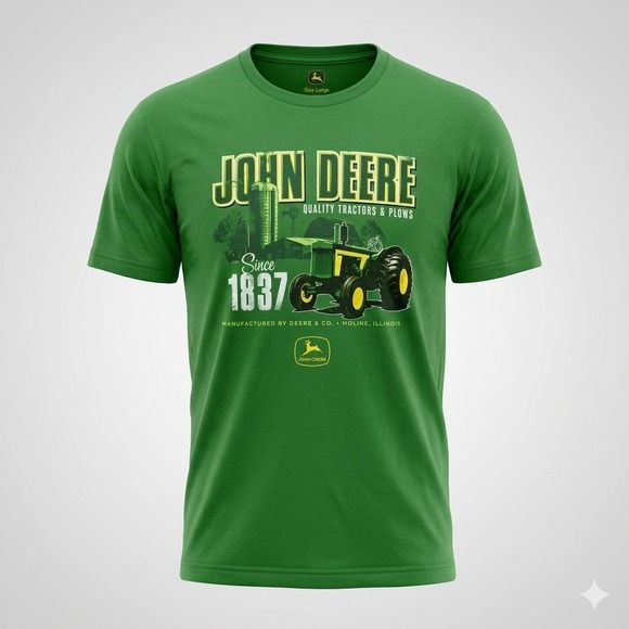 John Deere Other - John Deere Mens Green Graphic T-Shirt Vintage Tractor Since 1837 Size Large